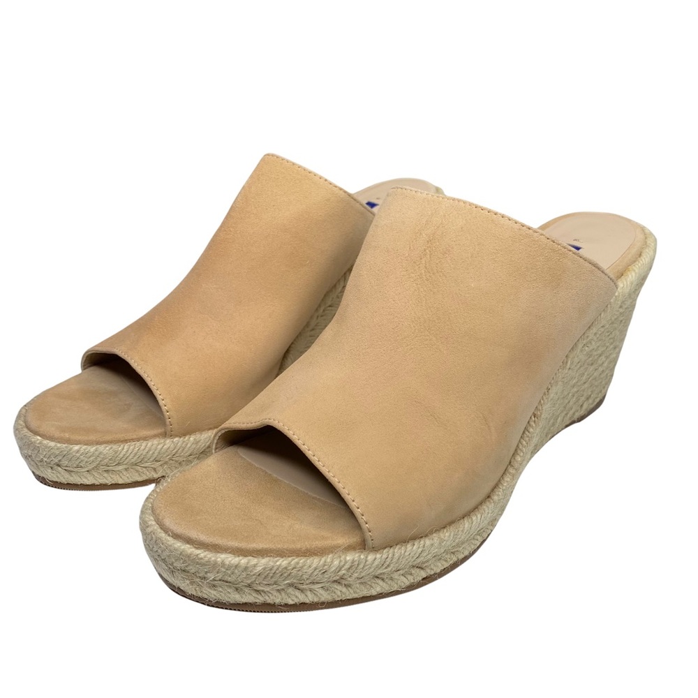 new Stuart Weitzman ❃ Platform Suede Espadrille Wedge Sandal ❃ Adobe Champagne - Picture 9 of 16